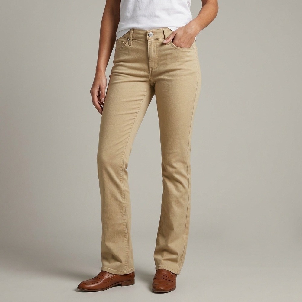 Levis 314 High Rise Straight Khaki Herringbone Pants 27x32 NWT Womens Tan